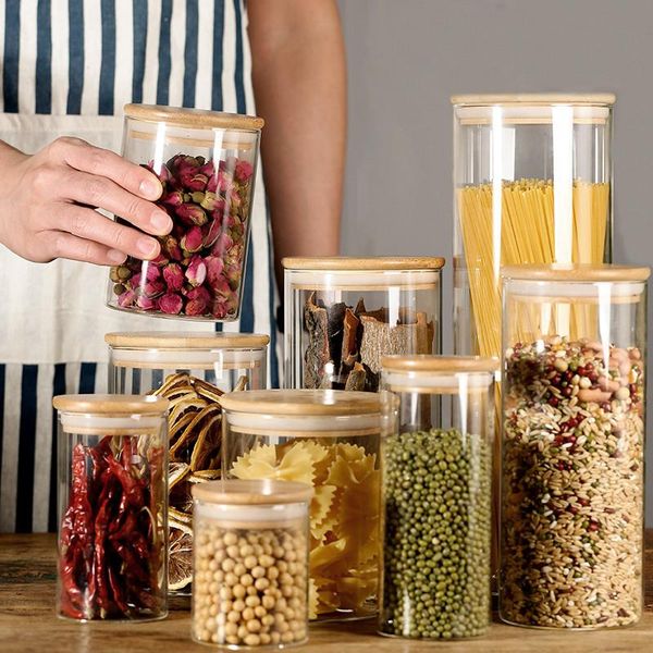 storage bottles & jars high borosilicate glass candy tank with bamboo lid container sealed kitchen miscellaneous grain organizer
storage bottles & jars high borosilicate glass candy tank with bamboo lid container sealed kitchen miscellaneous grain organizer