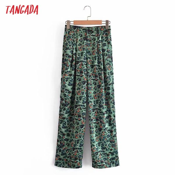 women green leopard print wide leg long trousers vintage style lady pants pantalon 2g01 210416, Black;white
women green leopard print wide leg long trousers vintage style lady pants pantalon 2g01 210416, Black;white