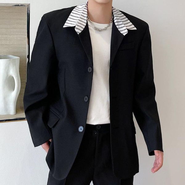 men's suits & blazers korean high sense suit contrast stripe shirt collar casual coat mens blazer jacket stage costumes for singers, White;black
men's suits & blazers korean high sense suit contrast stripe shirt collar casual coat mens blazer jacket stage costumes for singers, White;black