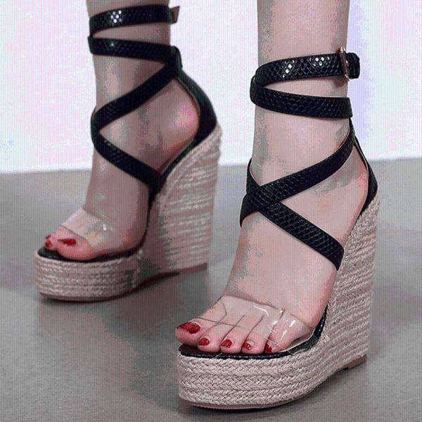 high heels 2021 comfortable straw platform wedges heel summer sandals women shoes, Black
high heels 2021 comfortable straw platform wedges heel summer sandals women shoes, Black