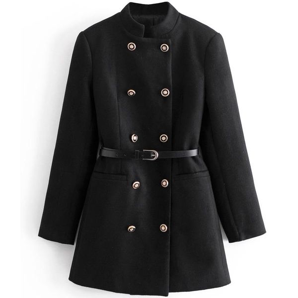 women's wool & blends women blend coats casual jackets woolen overcoat elegant double breasted stand up collar ladies coat belt winter, Black
women's wool & blends women blend coats casual jackets woolen overcoat elegant double breasted stand up collar ladies coat belt winter, Black