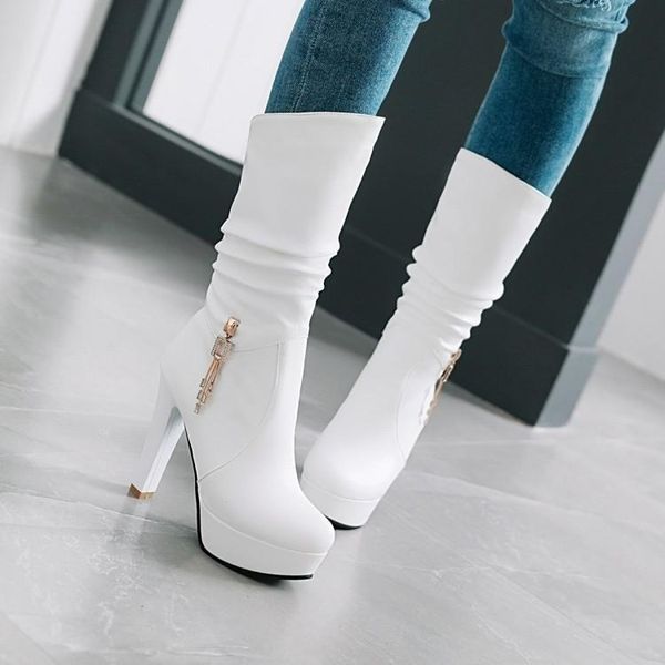 dress shoes 2021 thick heel women's boots autumn and winter middle tube high heels waterproof platform, Black
dress shoes 2021 thick heel women's boots autumn and winter middle tube high heels waterproof platform, Black