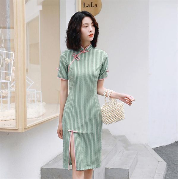ethnic clothing mid length striped cotton female cheongsam vintage button chinese style qipao evening party dress mandarin collar vesti, Red
ethnic clothing mid length striped cotton female cheongsam vintage button chinese style qipao evening party dress mandarin collar vesti, Red