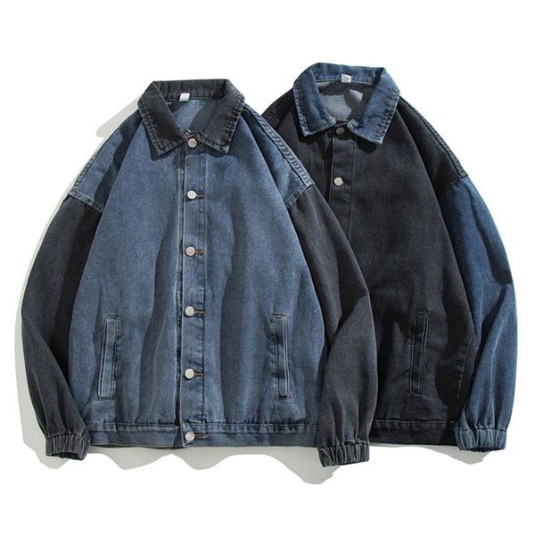 men's jackets spring autumn spliced black blue denim men long sleeve single breasted loose fashion street coats vintage all match, Black;brown
men's jackets spring autumn spliced black blue denim men long sleeve single breasted loose fashion street coats vintage all match, Black;brown