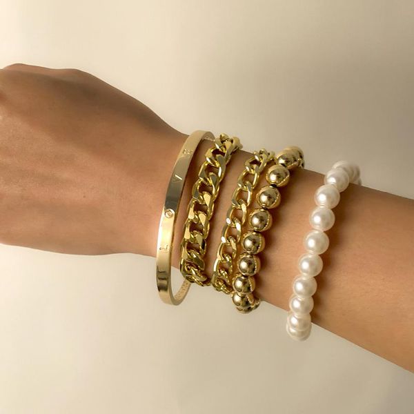 link, chain retro beaded imitation pearl bracelets for women gold color ball cuff open bangle beads charm bracelet punk gothic jewelry, Black
link, chain retro beaded imitation pearl bracelets for women gold color ball cuff open bangle beads charm bracelet punk gothic jewelry, Black