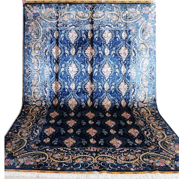 carpets fangcun 2x3 meter blue hand-made and real silk carpet evolved from the mosque dome for living rooms offices