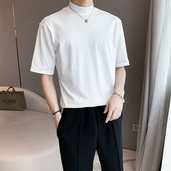 men's t-shirts summer cotton stand collar t-shirt slim fashion solid color casual t shirt men streetwear korean short-sleeved tshi, White;black
men's t-shirts summer cotton stand collar t-shirt slim fashion solid color casual t shirt men streetwear korean short-sleeved tshi, White;black