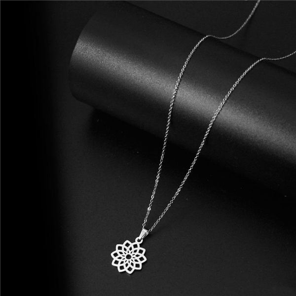 pendant necklaces fashion yoga lotus stainless steel meditation choker long chain necklace jewelry gifts, Silver
pendant necklaces fashion yoga lotus stainless steel meditation choker long chain necklace jewelry gifts, Silver