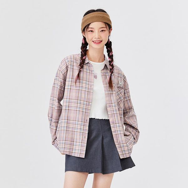 women's blouses & shirts semir long sleeve shirt women 2021 early autumn plaid hong kong style retro loose blouse woman trend, White
women's blouses & shirts semir long sleeve shirt women 2021 early autumn plaid hong kong style retro loose blouse woman trend, White