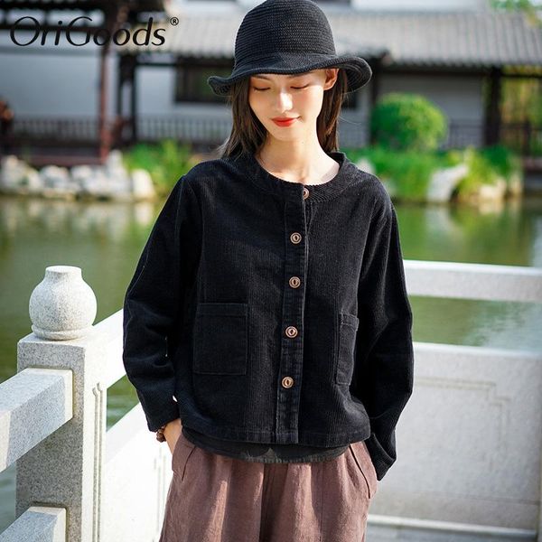 women's jackets origoods corduroy coat 2021 autumn women cotton o-neck black loose casual cute outwear c265, Black;brown
women's jackets origoods corduroy coat 2021 autumn women cotton o-neck black loose casual cute outwear c265, Black;brown