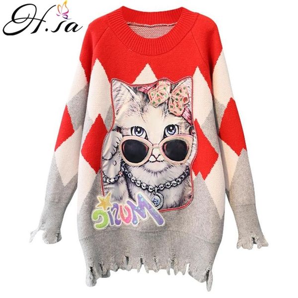 autumn winter women cute sweater and jumpers cartoon cats chic long sweaters knit pullovers broken hole korean jumper 210430, Black;white
autumn winter women cute sweater and jumpers cartoon cats chic long sweaters knit pullovers broken hole korean jumper 210430, Black;white