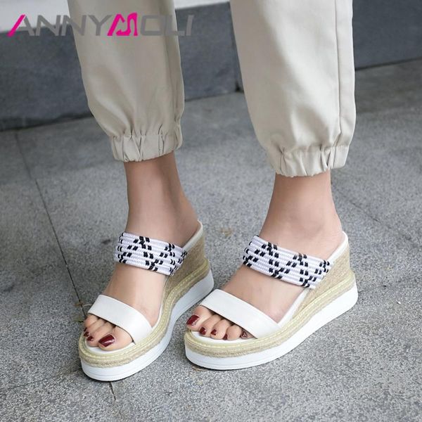slippers annymoli women shoes summer slides natural genuine leather wedges heel cow extreme high lady sandals, Black
slippers annymoli women shoes summer slides natural genuine leather wedges heel cow extreme high lady sandals, Black
