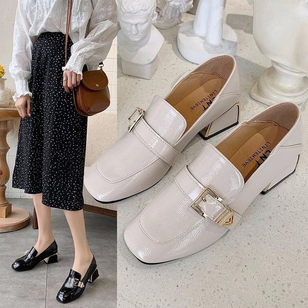 dress shoes solid oxford for women 2021 thick mid heels patent leather woman mules slip on metal belt buckle casual, Black
dress shoes solid oxford for women 2021 thick mid heels patent leather woman mules slip on metal belt buckle casual, Black