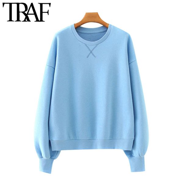 traf women fashion loose basic solid sweatshirts vintage o neck long sleeve female pullovers chic 210415, Black
traf women fashion loose basic solid sweatshirts vintage o neck long sleeve female pullovers chic 210415, Black