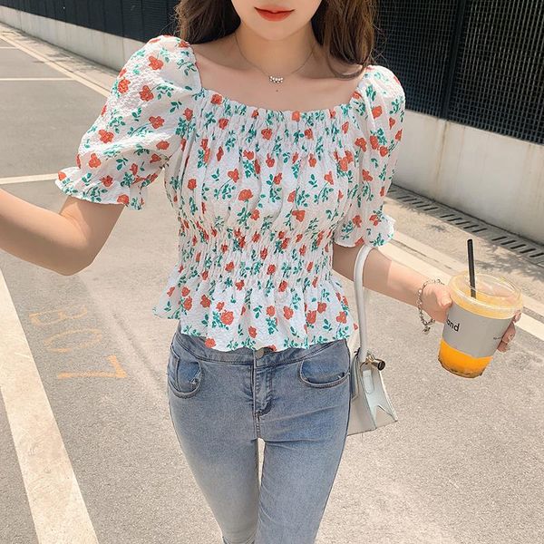 women's blouses & shirts qoerlin fashion woman 2021 summer shirt floral elastic collar elegant flare sleeve chiffon blouse girl korean, White
women's blouses & shirts qoerlin fashion woman 2021 summer shirt floral elastic collar elegant flare sleeve chiffon blouse girl korean, White