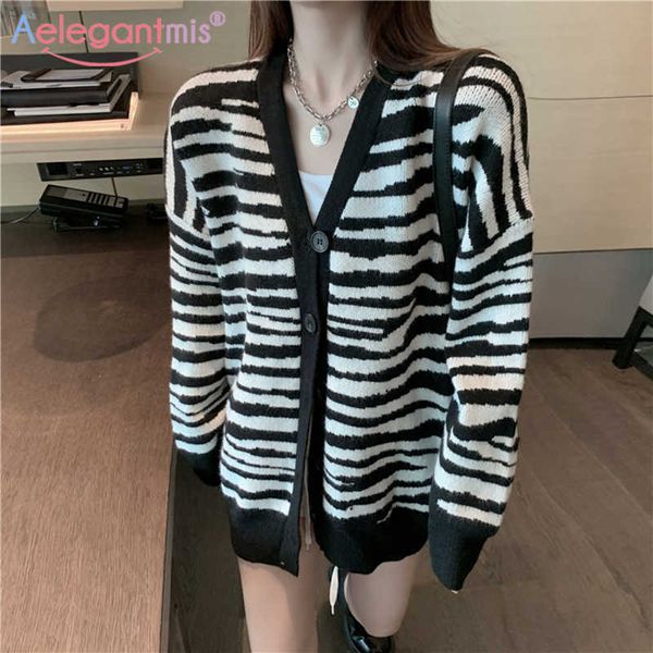 aelegantmis oversized zebra striped print cardigan women vintage v neck thick knitted sweater coats loose soft jumpers korean bf 210607, White
aelegantmis oversized zebra striped print cardigan women vintage v neck thick knitted sweater coats loose soft jumpers korean bf 210607, White