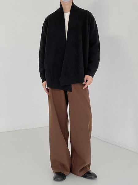 men's sweaters niche design asymmetric knitted jacket loose oblique placket cardigan sweater korean ins, White;black
men's sweaters niche design asymmetric knitted jacket loose oblique placket cardigan sweater korean ins, White;black