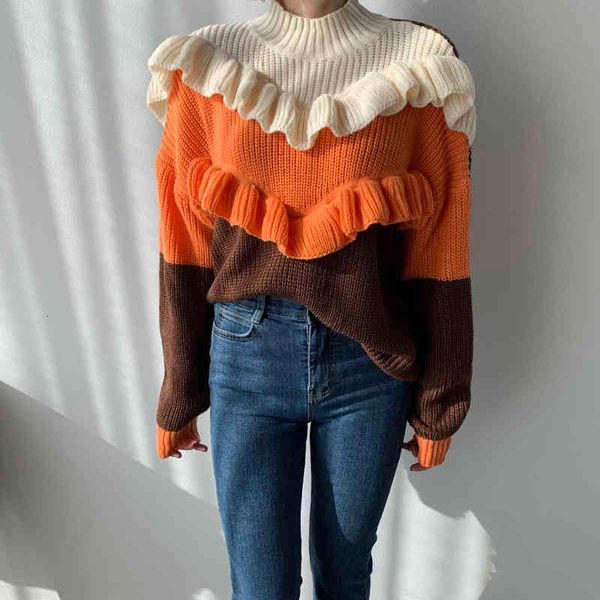 women's t-shirt winter clothes sweaters and pullovers thicken warm ruffles oversized sweater patchwork turtleneck jumper i362, White
women's t-shirt winter clothes sweaters and pullovers thicken warm ruffles oversized sweater patchwork turtleneck jumper i362, White