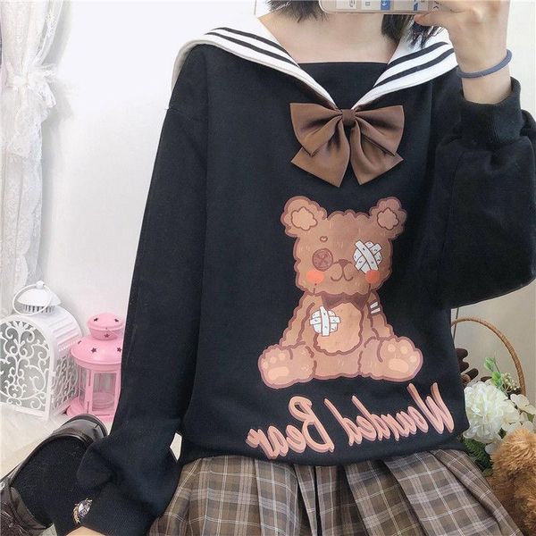 women's hoodies & sweatshirts qweek kawaii sailor collar hoodie women funny bear print sweatshirt preppy style uniform japan long sleev, Black
women's hoodies & sweatshirts qweek kawaii sailor collar hoodie women funny bear print sweatshirt preppy style uniform japan long sleev, Black