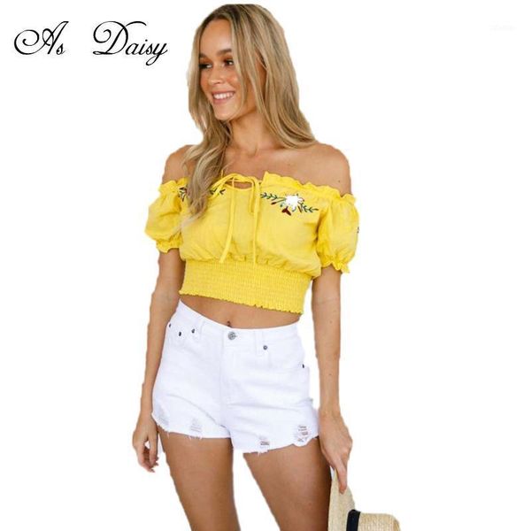 women's blouses & shirts as daisy yellow short blouse sweet girl women cropped feminino flower embroidery casual fashion shirt autumn b, White
women's blouses & shirts as daisy yellow short blouse sweet girl women cropped feminino flower embroidery casual fashion shirt autumn b, White
