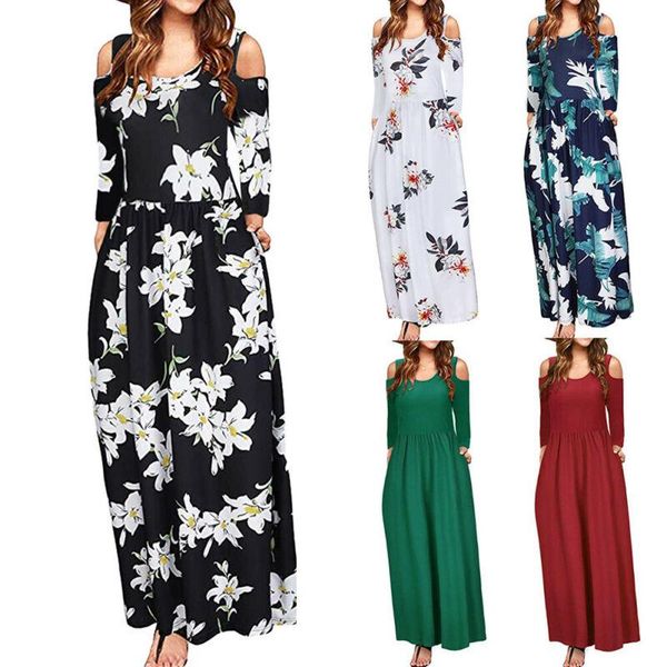 long sleeve women casual loose dress floral printed female off shoulder womens boho maxi holiday party sundress dresses, Black;gray
long sleeve women casual loose dress floral printed female off shoulder womens boho maxi holiday party sundress dresses, Black;gray