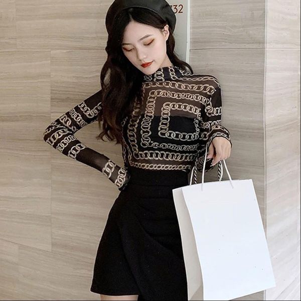 women mesh see through t shirt chain print female fashion slim long sleeve shirts drop, White
women mesh see through t shirt chain print female fashion slim long sleeve shirts drop, White