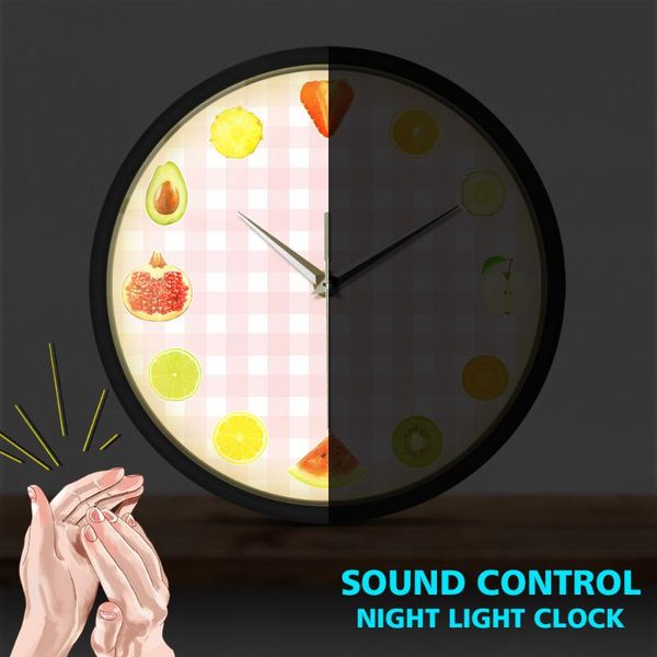 different kinds of fruit metal frame round clock fresh slice night light modern colorful quiet sweep quartz watch wall clocks
different kinds of fruit metal frame round clock fresh slice night light modern colorful quiet sweep quartz watch wall clocks