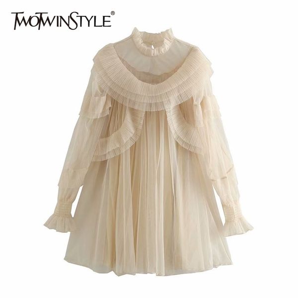 sweet patchwork mesh dress for women stand collar long sleeve high waist solid mini dresses females summer 210520, Black;gray
sweet patchwork mesh dress for women stand collar long sleeve high waist solid mini dresses females summer 210520, Black;gray