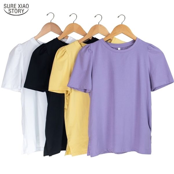 cotton tshirt for women puff sleeve summer t-shirt simple solid white purple tee shirts clothes 10090 210506
cotton tshirt for women puff sleeve summer t-shirt simple solid white purple tee shirts clothes 10090 210506