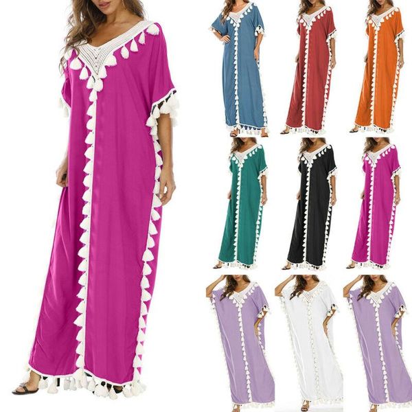 women's swimwear women short sleeve baggy maxi dress summer holiday loose casual kaftan sundress, White;black
women's swimwear women short sleeve baggy maxi dress summer holiday loose casual kaftan sundress, White;black