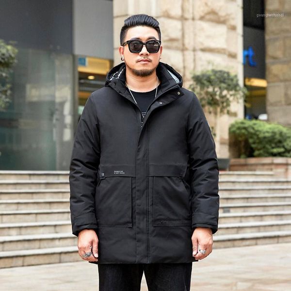 oversized winter thick warm parkas jacket mens hooded long jackets coat loose men casual padded hoodies parka outwear1, Black