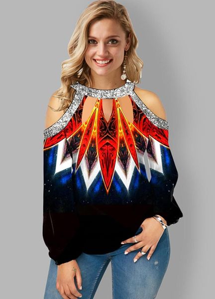 women's t-shirt hanging neck fashion digital printing strapless long sleeve temperament high street big size tshirt top, White
women's t-shirt hanging neck fashion digital printing strapless long sleeve temperament high street big size tshirt top, White