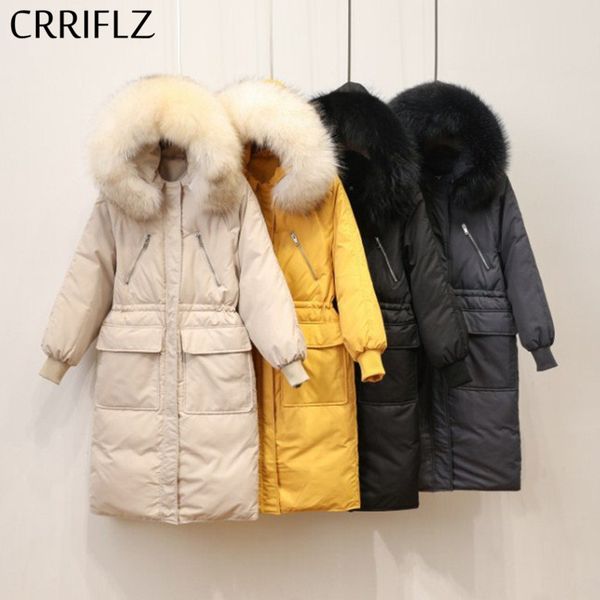 medium long with fur collar hooded down coats winter white duck jacket women zipper real warm thicken parka 210520, Black
medium long with fur collar hooded down coats winter white duck jacket women zipper real warm thicken parka 210520, Black