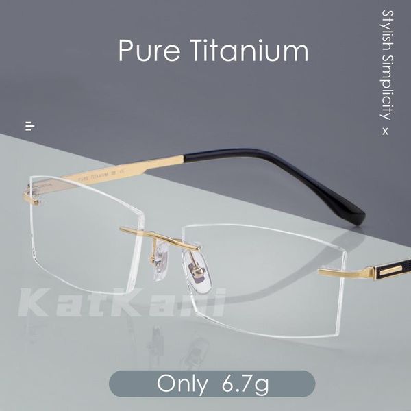 fashion sunglasses frames katkani pure titanium rimless eyeglasses frame light business men's comfortable quality prescription glasses, Black
fashion sunglasses frames katkani pure titanium rimless eyeglasses frame light business men's comfortable quality prescription glasses, Black