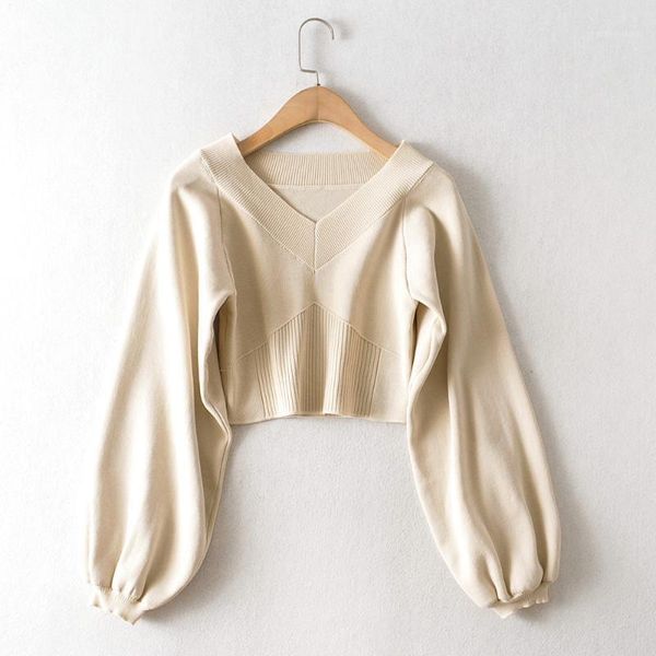 women's sweaters korean sweater women spring / autumn casual fashion solid color short v-neck lantern sleeve for, White;black
women's sweaters korean sweater women spring / autumn casual fashion solid color short v-neck lantern sleeve for, White;black