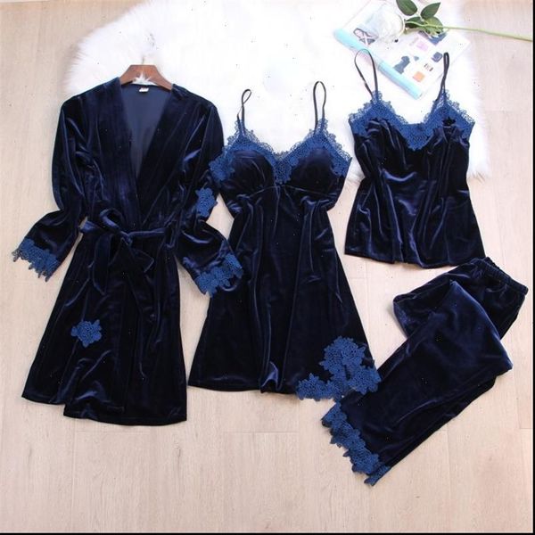 winter velvet pajamas set women sleepwear soft keep warm pjs 4pcs full velour nightgown bath robe lingerie suit, Black;red
winter velvet pajamas set women sleepwear soft keep warm pjs 4pcs full velour nightgown bath robe lingerie suit, Black;red