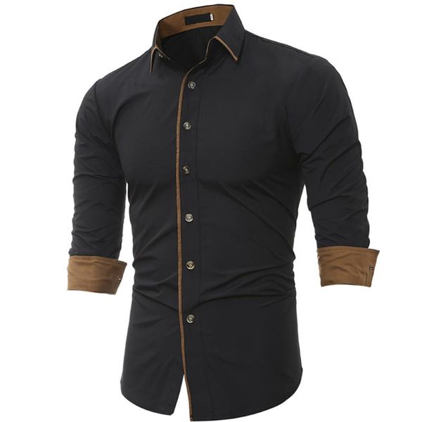 men's dress shirts classic solid color casual slim-fit shirt long-sleeved business, White;black
men's dress shirts classic solid color casual slim-fit shirt long-sleeved business, White;black