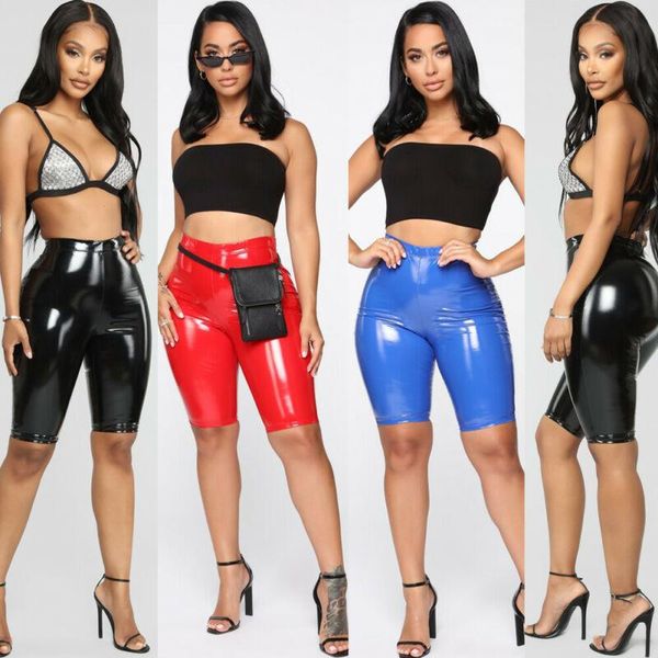 women high waist pu leather shorts stretchy push up pencil skinny tight leggings clubwear party bodycon biker women's, White;black
women high waist pu leather shorts stretchy push up pencil skinny tight leggings clubwear party bodycon biker women's, White;black
