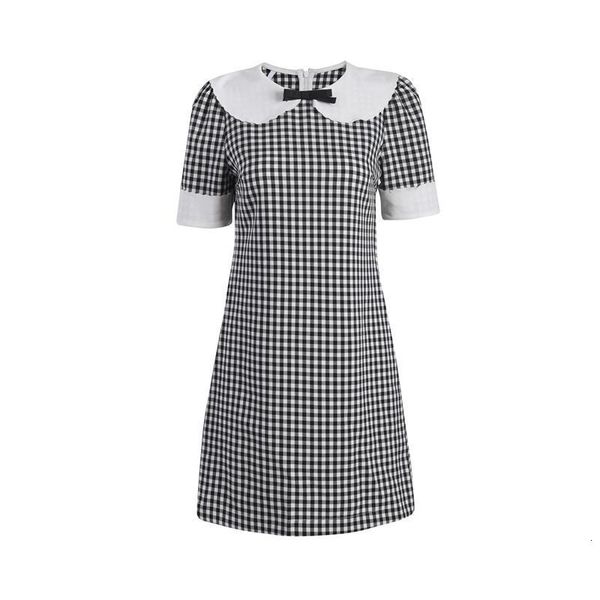 casual dresses brand design plaid short-sleeved a-line slim bowknot short sleeve peter pan collar cute elegant women summer clothes 9j17, Black;gray
casual dresses brand design plaid short-sleeved a-line slim bowknot short sleeve peter pan collar cute elegant women summer clothes 9j17, Black;gray