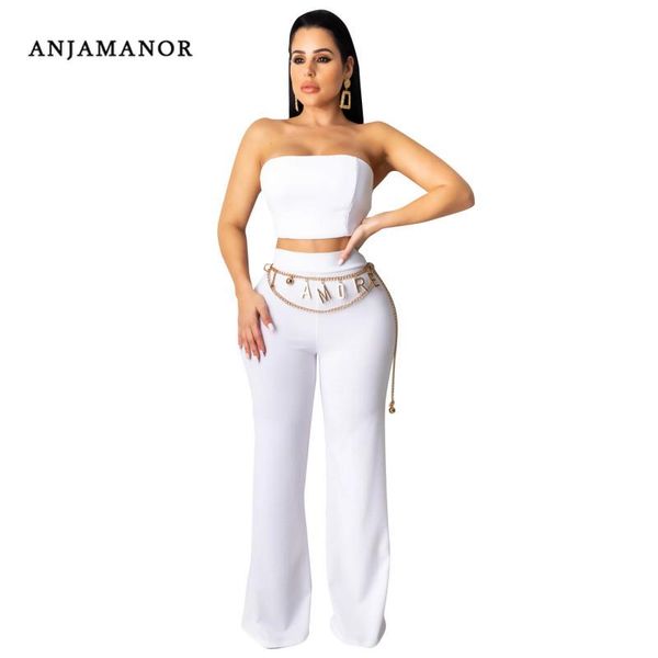 two piece dress anjamanor women outfits night club set lace up crop and wide leg pants elegant matching sets d91-ad40, White
two piece dress anjamanor women outfits night club set lace up crop and wide leg pants elegant matching sets d91-ad40, White