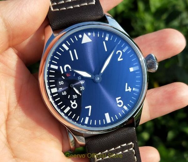 44mm geervo light blue dial asian 6497 17 jewellery mechanical hand wind movement gentlemen watch green illuminating mechanical watches 152, Slivery;brown
44mm geervo light blue dial asian 6497 17 jewellery mechanical hand wind movement gentlemen watch green illuminating mechanical watches 152, Slivery;brown