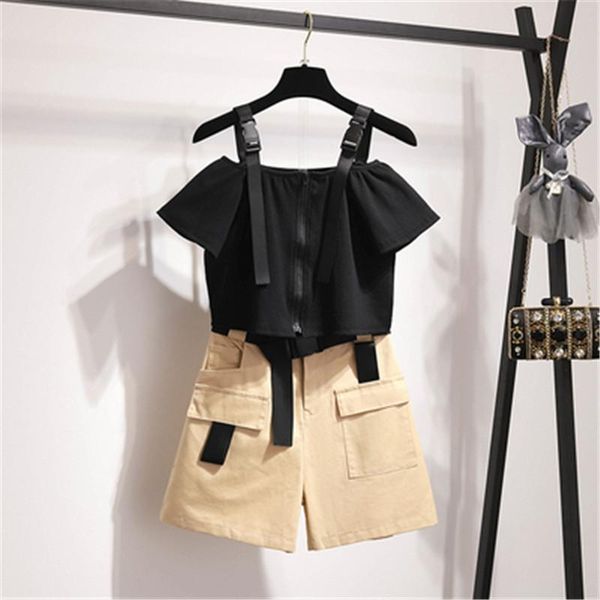 two piece dress elegant women's slash neck off shoulder suspender short wear with overalls 2 pcs set girl streetwear fashion 2021, White
two piece dress elegant women's slash neck off shoulder suspender short wear with overalls 2 pcs set girl streetwear fashion 2021, White