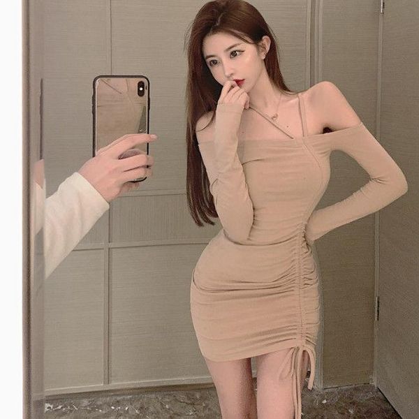 casual dresses women irregular skirt hanging neck off shoulder long sleeve drawstring suspender vestido de mujer femme robe, Black;gray
casual dresses women irregular skirt hanging neck off shoulder long sleeve drawstring suspender vestido de mujer femme robe, Black;gray
