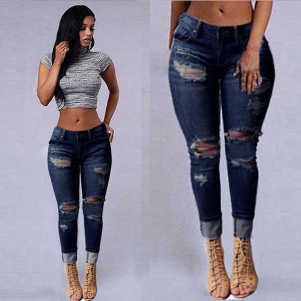 women's jeans slim pencil pants spring summer women ripped fashion casual denim, Blue
women's jeans slim pencil pants spring summer women ripped fashion casual denim, Blue
