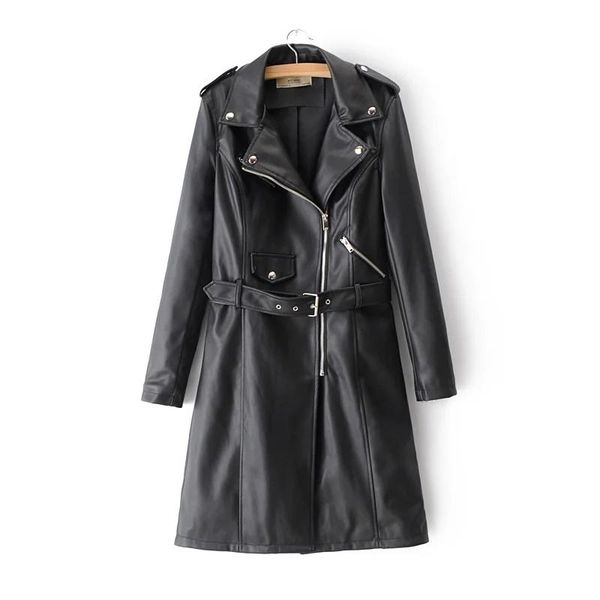 women's leather & faux 2021 women black soft jacket dress medium length slim pu coats elegant tie belt waist pockets outfits
women's leather & faux 2021 women black soft jacket dress medium length slim pu coats elegant tie belt waist pockets outfits