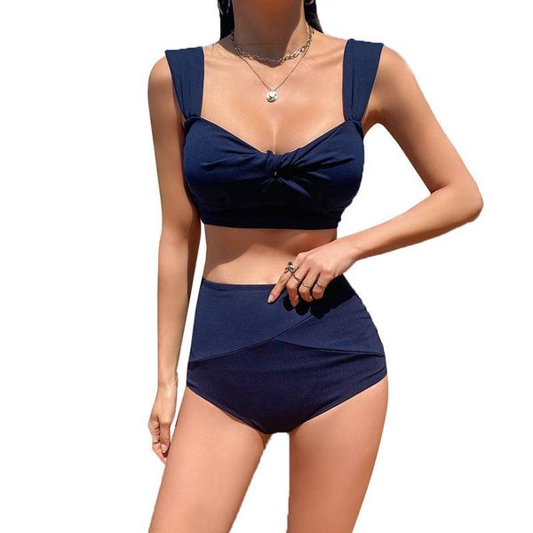 women's swimwear korean style mid waist bikini set women biquini suit two pieces solid swimsuit beach 2021, White;black
women's swimwear korean style mid waist bikini set women biquini suit two pieces solid swimsuit beach 2021, White;black