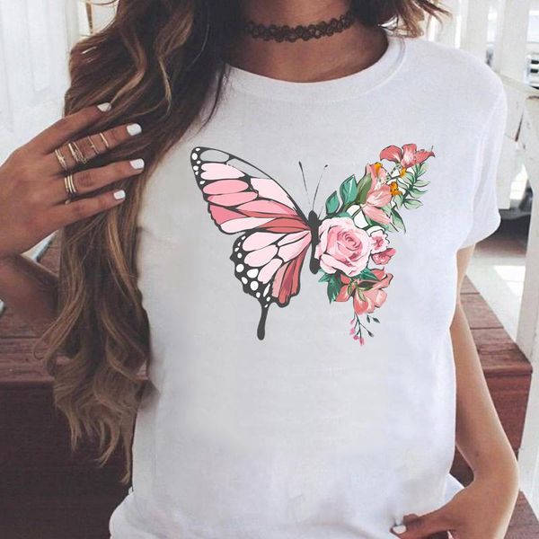women's t-shirt women t-shirts butterfly flower simple letter watercolor graphic print female fashion cartoon summer t shirt tee, White
women's t-shirt women t-shirts butterfly flower simple letter watercolor graphic print female fashion cartoon summer t shirt tee, White
