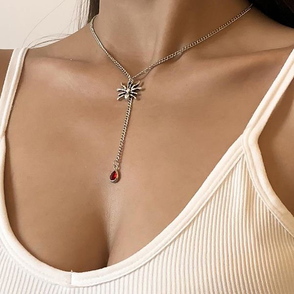 pendant necklaces punk rock spider necklace red water drop crystal women harajuku choker gothic chain tassel long charm jewelry, Silver
pendant necklaces punk rock spider necklace red water drop crystal women harajuku choker gothic chain tassel long charm jewelry, Silver