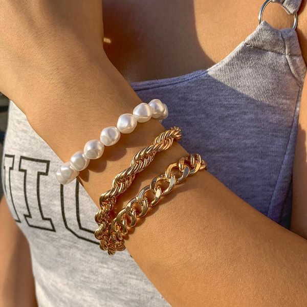 beaded, strands diezi vintage elegant gold color thick chain bracelets women men multilayer punk fashion baroque pearl bracelet sets jewelry, Black
beaded, strands diezi vintage elegant gold color thick chain bracelets women men multilayer punk fashion baroque pearl bracelet sets jewelry, Black