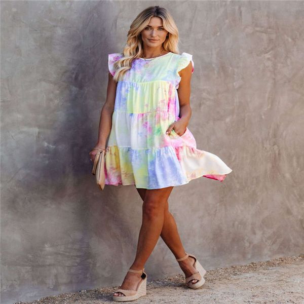 spring and summer tie dye printing gradient loose casual short sleeve dress for women, Black;gray
spring and summer tie dye printing gradient loose casual short sleeve dress for women, Black;gray